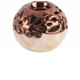 Suport ceramic pentru lumanare cu sidef Brown Pearl 11,5x9 cm