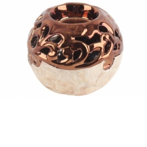 Suport ceramic pentru lumanare cu sidef Brown Pearl 9x8 cm