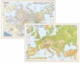 Europa - Harta politica si rutiera / fizica (hartie laminata) (70 x 50 cm)