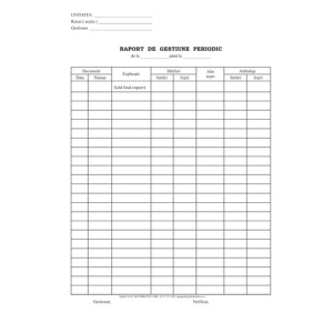 Raport de gestiune periodic A4, carnet 100 file, hartie offset (tipar fata)