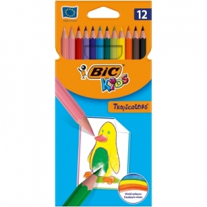 Creioane colorate 12 culori Tropicolors 2 Bic