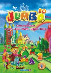 Jumbo 80 - Carte de colorat: Alfabet Cifre Fructe Legume Culori