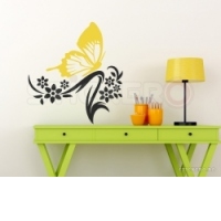 Floare cu fluturas - sticker decorativ(70x76)