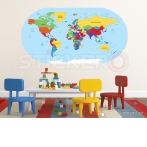 Harta lumii - sticker imprimat(130x67)