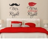 Mr. and Mrs. Right - sticker mesaj(82x60)