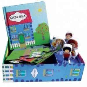 Casa mea - Set de activitati pentru copii (1 carte + 1 puzzle + 5 figurine din lemn)