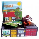 La ferma - Set de activitati pentru copii (1 carte + 1 puzzle + 5 figurine din lemn)