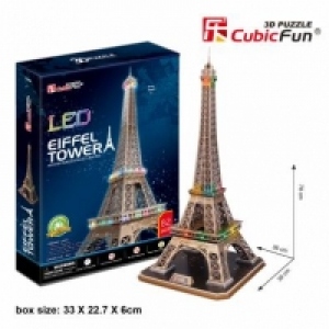 Turnul Eiffel Paris Franta cu LED - Puzzle 3D - 82 de piese