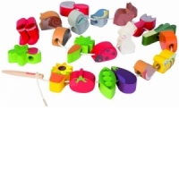 Set cuburi din lemn de insirat - Gradina (20 piese) - Janod (J08170)