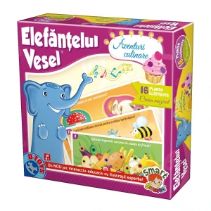 Elefantelul Vesel - Aventuri Culinare, creion muzical si planse ilustrate cu ingrediente - Joc educativ