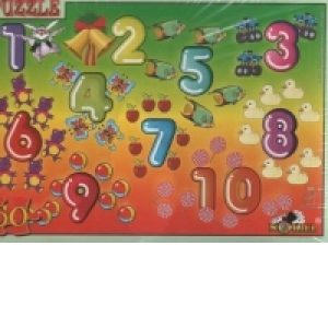 Cifre - numara si potriveste (puzzle educativ 60 de piese, 32 x 22 cm) (4+, 1 jucator)