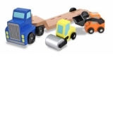 Camion transportor cu platforma cu utilaje de constructii Melissa and Doug