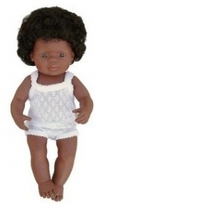 Baby afroamerican fata Miniland 40 cm