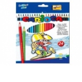 Set 24 creioane colorate + ascutitoare Carioca Brilliant Colors