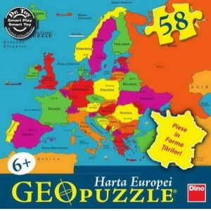 Puzzle geografic - Harta Europei (58 piese)