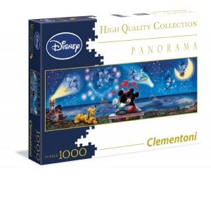 Puzzle 1000 piese WD Panorama - Mickey si Minnie - Clementoni 39287