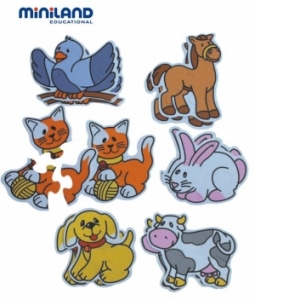 Puzzle tematic cu animale Miniland 3-5 piese