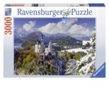 Puzzle Castelul Neuschwanstein Iarna, 3000 Piese