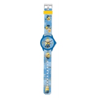 Ceas analogic albastru cu caseta de plastic Minions