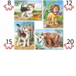 Puzzle 4 in 1 (8+12+15+20 piese) Animale 4287