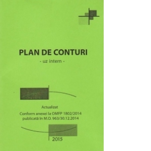 Plan de conturi pentru agentii economici - Actualizat conform anexei la OMFP 1802/2014 publicata in M.O. 963/30.12.2014