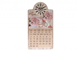 Ceas de lemn de perete cu calendar Roses