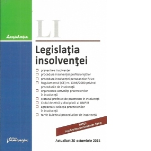 Legislatia insolventei. Actualizat 20 octombrie 2015