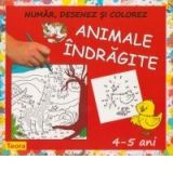 Numar, desenez si colorez animale indragite (4-5 ani)