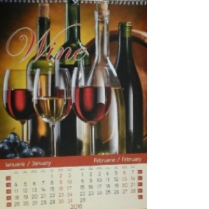 Calendar de perete 2016 cu imagini Wine 30x42 cm, 6 file, spiralat (KI025)