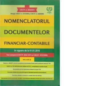 Nomenclatorul documentelor financiar-contabile (In vigoare de la 01.01.2016)