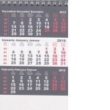 Calendar triptic de birou 2016 miniclasic gri 6 file, 10.5x14 cm