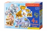 Puzzle 4 in 1( 4+5+6+7 piese) Jungle Babies 4249