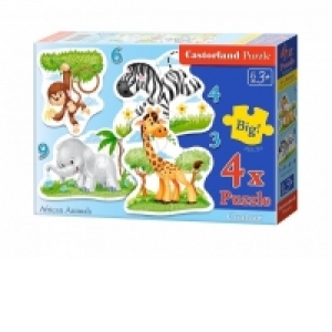 Puzzle 4 in 1 (3+4+6+9 piese) African Animals 5017