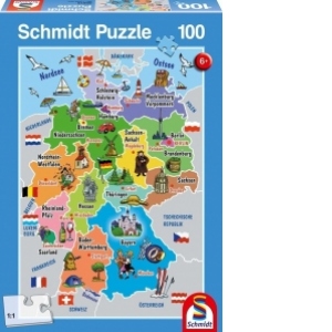 Puzzle 100 piese - Harta ilustrata a Germaniei