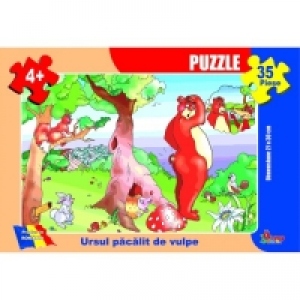 Puzzle 35 piese - Ursul pacalit de vulpe