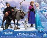 Set 3 jocuri Frozen - Puzzle 3D - 248 de piese