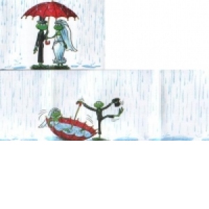 Felicitare pliata - Doua broscute sub umbrela