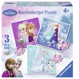 Puzzle Frozen, 3 buc in Cutie, 25/36/49 piese
