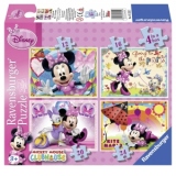 Puzzle Minnie Mouse, 4 buc in Cutie, 12/16/20/24 piese