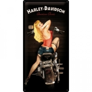Placa metalica de decor 25x50 Harley-Davidson Biker babe