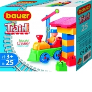 Set de construit Bauer Tren, 25 piese