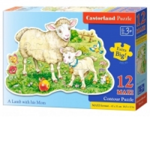 Puzzle 12 piese MAXI A Lamb with his Mom 120079