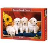 Puzzle 1000 piese Puppies with sunflower 101771