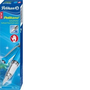 Stilou Pelikano, penita F, cu grip pentru dreptaci, albastru, model 2015, cutie de carton