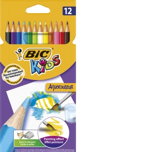 Creioane colorate 12 culori Aquacouleur Bic