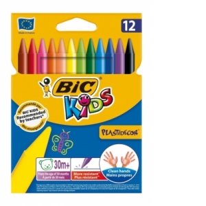 Creioane cerate 12 culori Plastidecor Bic
