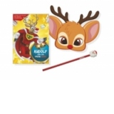 Rudolf cel cu nasul rosu (caiet de activitati + masca ren + creion cu radiera Mos Craciun)