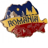 Magnet de frigider - Romania Harta tricolor desene  MB 055