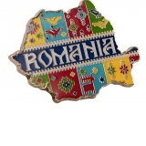 Magnet de frigider - Romania Harta motive traditionale MB 054