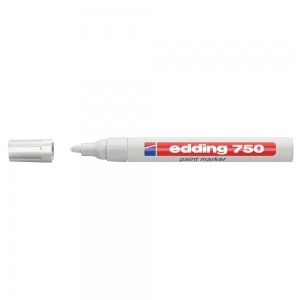 Marker permanent Edding 750 , cu vopsea, corp metalic, varf rotund, 2-2-4 mm, alb